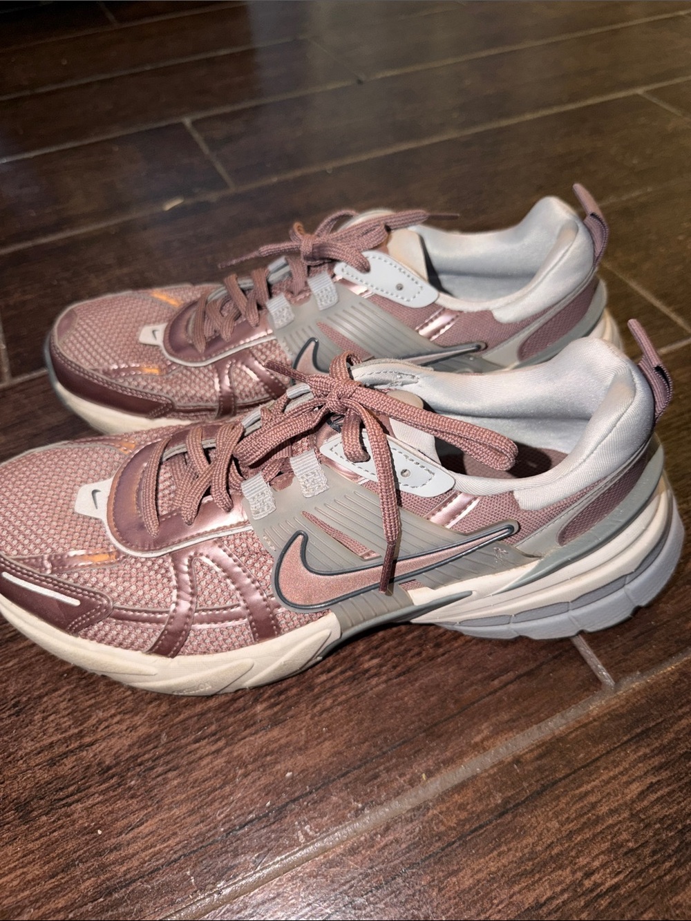 Nike Women's Rose Metallic and Silver Athletic Sneakers